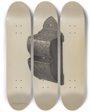 Triptych art skateboard deck of Julius Bellamy Match Holder by Julius Bellamy