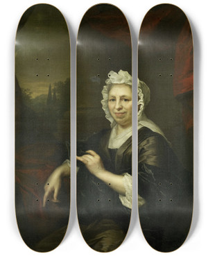 Triptych art skateboard deck of Arnold Boonen Brechje Hooft 16401721 Widow Of Harmen Van De Poll by Arnold Boonen (1669-1729)
