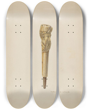 Triptych art skateboard deck of Robert Clark Cane Head Or Handle by Robert Clark