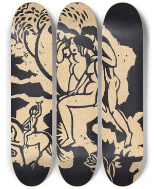 Triptych art skateboard deck of August Macke Begrssung Greeting by August Macke (1887-1914)