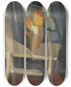 Triptych art skateboard deck of Georges Valmier Nature Morte Sur Une Table by Georges Valmier (1885-1937)