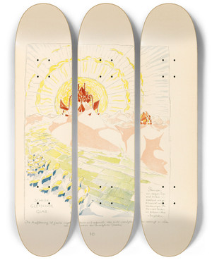 Triptych art skateboard deck of Bruno Taut Alpine Architektur Pl 2 by Bruno Taut (1880-1938)