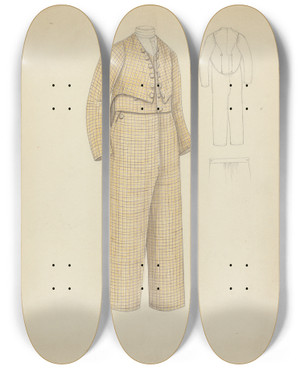 Triptych art skateboard deck of Nancy Crimi Boys Suit_4 by Nancy Crimi (20-)