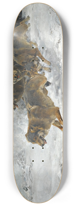 Alfred Von Wierusz-Kowalski - A Pack Of Wolves 8.25 inch art skate deck