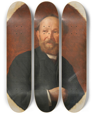 Triptych art skateboard deck of Amadeus Szekulics Der Bildhauer Vincenz Pilz by Amadeus Szekulics (1847-1927)