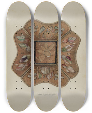Triptych art skateboard deck of John Cooke Pin Tray by John Cooke