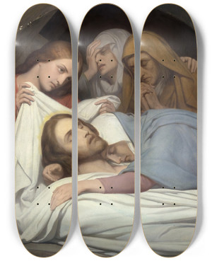 Triptych art skateboard deck of Ary Scheffer The Entombment by Ary Scheffer (1795-1858)