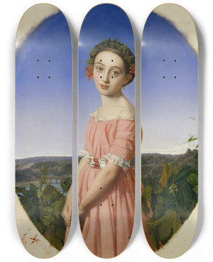 Triptych art skateboard deck of Henri Lehmann Faustine Lo 18321865 by Henri Lehmann (1814-1882)