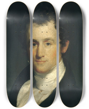 Triptych art skateboard deck of Thomas Sully John Finley by Thomas Sully (1783-1872)