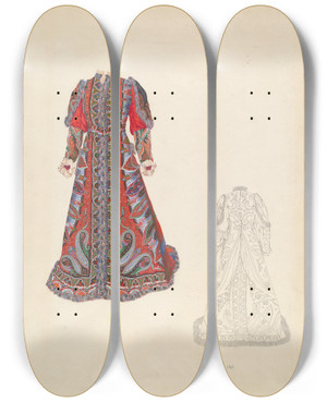 Triptych art skateboard deck of Joseph L Boyd Tea Gown_1 by Joseph L Boyd (20-)
