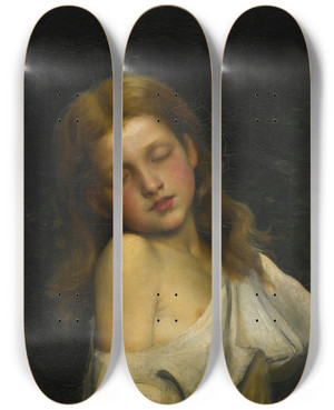 Triptych art skateboard deck of Charles Victor Thirion In A Dream by Charles Victor Thirion (1833-1878)