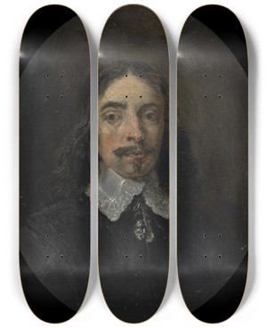 Triptych art skateboard deck of David Teniers The Younger An Unknown Man by David Teniers The Younger (1610-1690)