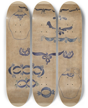 Triptych art skateboard deck of Yolande Delasser Jug And Decoration by Yolande Delasser (1935)