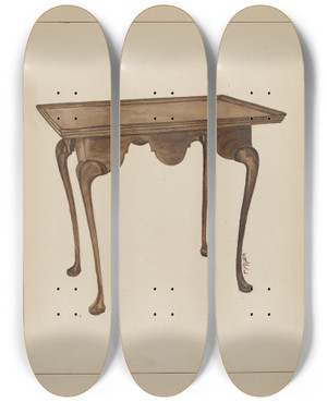 Triptych art skateboard deck of Florence Neal Tea Table by Florence Neal
