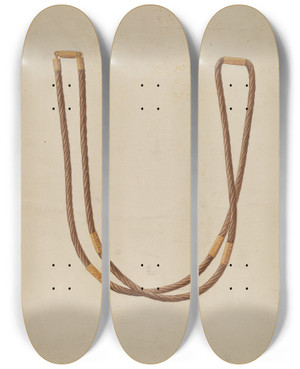 Triptych art skateboard deck of Bertha Semple Necklace by Bertha Semple