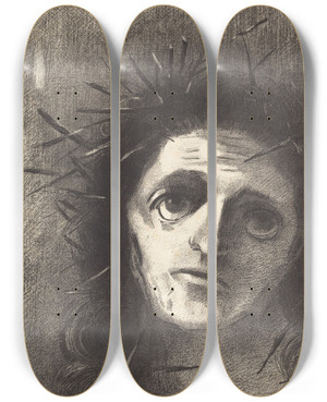 Triptych art skateboard deck of Odilon Redon Christ by Odilon Redon (1840-1916)
