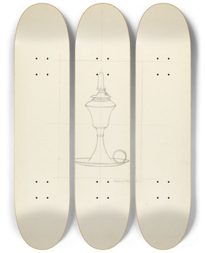 Triptych art skateboard deck of Eugene Barrell Technique Demonstration by Eugene Barrell