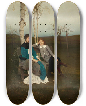 Triptych art skateboard deck of Gabriel Von Max Adagio by Gabriel Von Max (1840-1915)