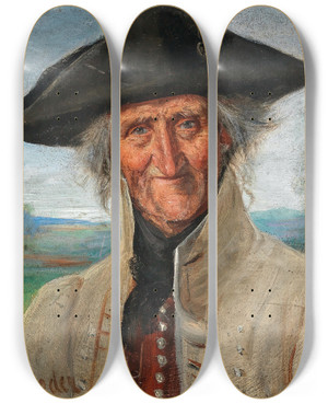 Triptych art skateboard deck of Josef Theodor Moroderlusenberg Bildnis Eines Veteranen by Josef Theodor Moroder-Lusenberg (1846-1939)