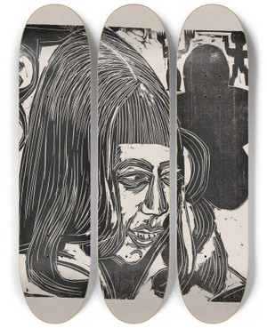 Triptych art skateboard deck of Ernst Ludwig Kirchner Tochter Sternheim by Ernst Ludwig Kirchner (1880-1938)