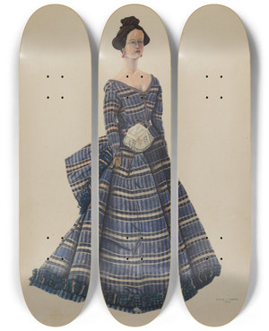Triptych art skateboard deck of Walter Praefke Baltimore Doll by Walter Praefke