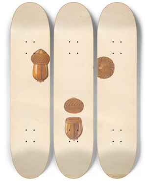 Triptych art skateboard deck of Marie Famularo Snuff Box by Marie Famularo
