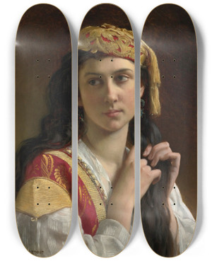 Triptych art skateboard deck of Charles Amable Lenoir Day Dreams by Charles Amable Lenoir (1860-1926)