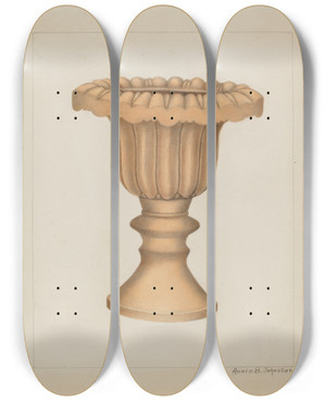 Triptych art skateboard deck of Annie B Johnston Pottery Vase by Annie B Johnston (20-)