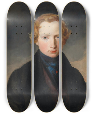 Triptych art skateboard deck of Carl Rahl Portrait Carl Jodocus Meyers by Carl Rahl (1812-1865)