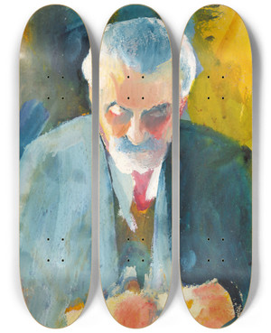 Triptych art skateboard deck of August Macke Bildnisstudie Bernhard Koehler by August Macke (1887-1914)