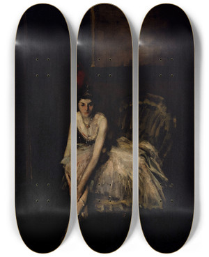 Triptych art skateboard deck of Robert Henri Ballet Dancer by Robert Henri (1865-1929)