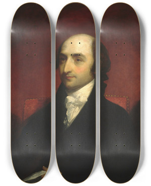 Triptych art skateboard deck of Gilbert Stuart Albert Gallatin by Gilbert Stuart (1755-1828)