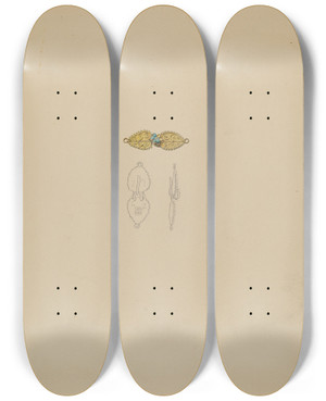 Triptych art skateboard deck of Doris Beer Clasp For Necklace by Doris Beer