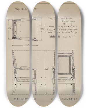 Triptych art skateboard deck of Francis Law Durand Chair_2 by Francis Law Durand (1935)