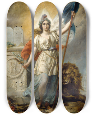 Triptych art skateboard deck of Alexandre Marie Colin La Rpublique Esquisse Pour Le Concours De 1848 by Alexandre Marie Colin (1798-1875)