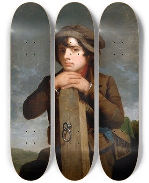 Triptych art skateboard deck of James Henry Beard The Young Itinerant by James Henry Beard (1812-1893)