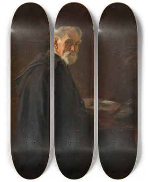 Triptych art skateboard deck of Jan Hendrik Luyten The Painter Jacques Rosseels by Jan Hendrik Luyten (1859-1945)