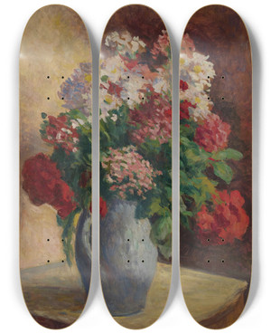 Triptych art skateboard deck of Maximilien Luce Vase De Girofles by Maximilien Luce (1858-1941)