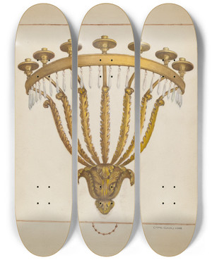 Triptych art skateboard deck of Charles Garjian Sconce by Charles Garjian