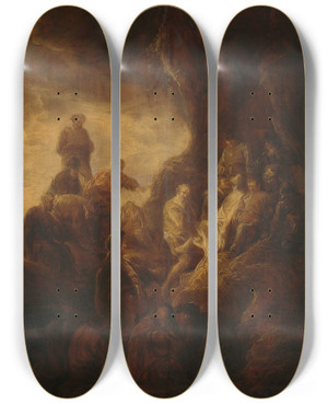 Triptych art skateboard deck of Benjamin Gerritsz Cuyp The Entombment by Benjamin Gerritsz Cuyp (1612-1652)