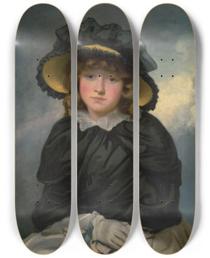 Triptych art skateboard deck of John Hoppner Cecilia by John Hoppner (1758-1810)