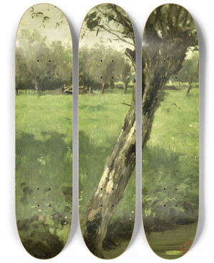 Triptych art skateboard deck of Geo Poggenbeek The Willow by Geo Poggenbeek (1853-1903)