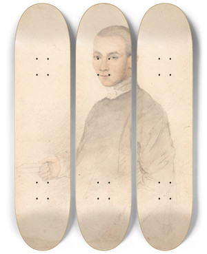 Triptych art skateboard deck of William Alexander A Young Chinese Scholar by William Alexander (1767-1816)