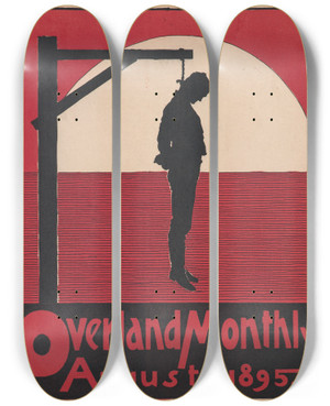 Triptych art skateboard deck of Maynard Dixon Overland Monthly August by Maynard Dixon (1875-1946)