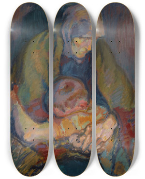 Triptych art skateboard deck of Magnus Enckell Piet by Magnus Enckell (1870-1925)