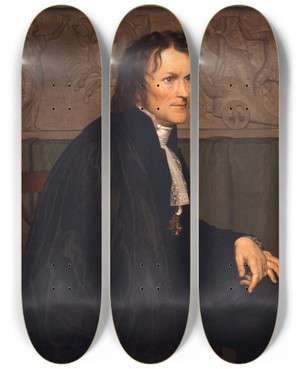 Triptych art skateboard deck of Christoffer Wilhelm Eckersberg Bertel Thorvaldsen by Christoffer Wilhelm Eckersberg (1783-1853)