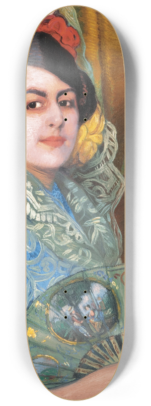 Ignacio Zuloaga - Dama Con Abanico (Lady With a Fan) 8.25 inch art skate deck