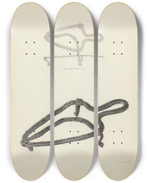 Triptych art skateboard deck of Neva Coffey Flat Iron Holder_1 by Neva Coffey
