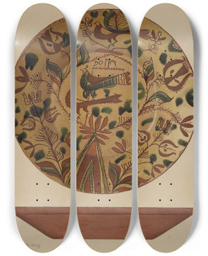 Triptych art skateboard deck of Aaron Fastovsky Pa German Plate_6 by Aaron Fastovsky