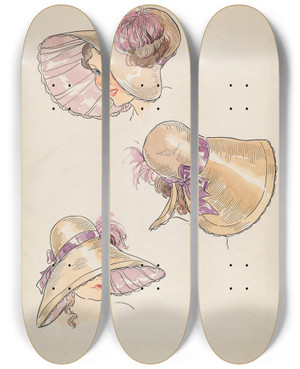 Triptych art skateboard deck of Lillian Causey Bonnet_1 by Lillian Causey (20-)